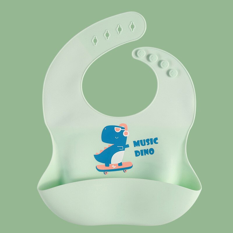 Desenhos animados impresso babadores do bebê silicone macio à prova dwaterproof água crianças menino menina arroto pano crianças avental da criança do bebê alimentação material: Green
