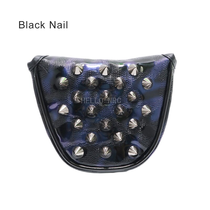HELLO NRC Golf Club Headcover Rivet Mallet Putter Cover Gradient Color Cool Purple and Blue Gradients: Black nail