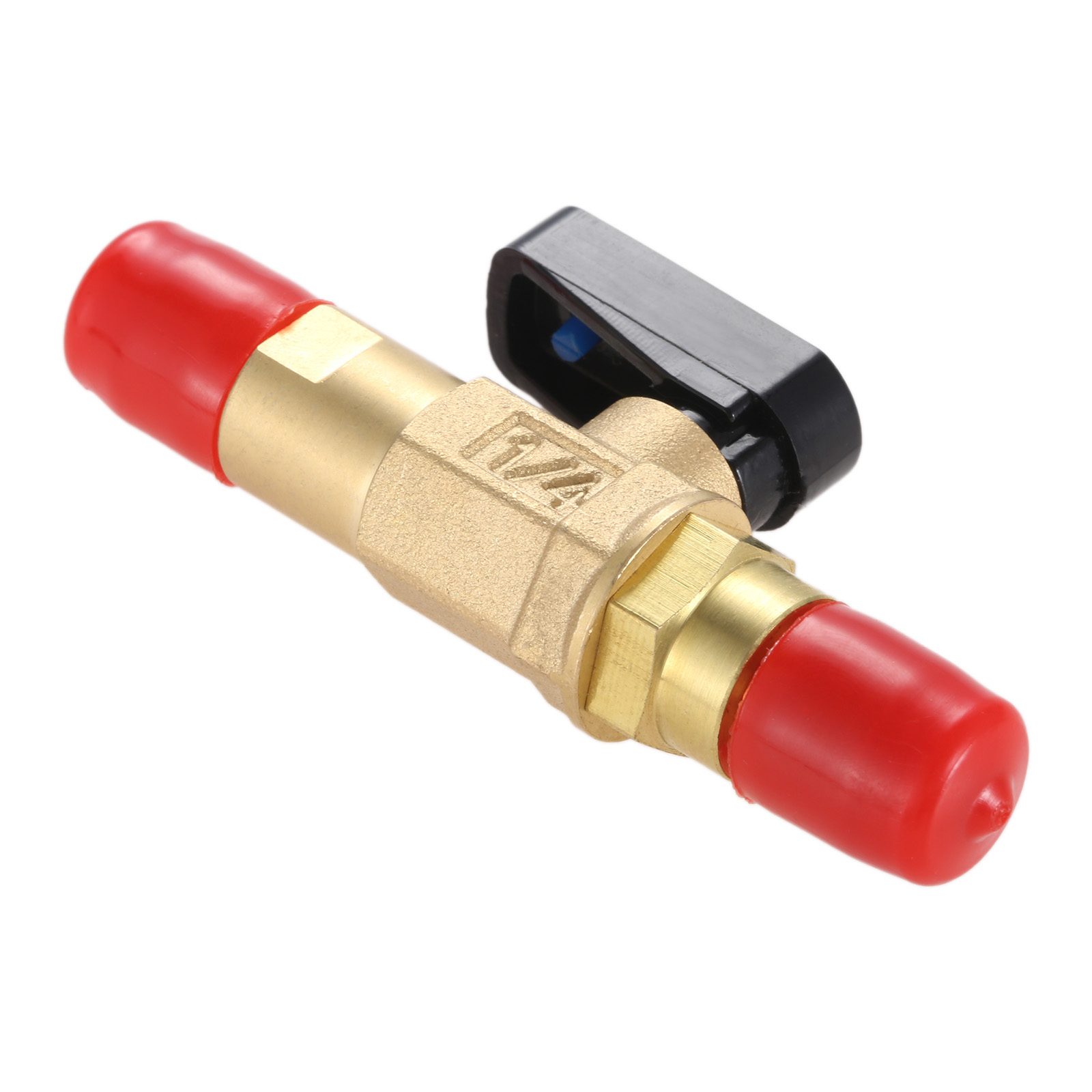 Refrigerant Ball Valve Adapter 1/4" SAE Adapter Air Conditioner Straight Shut-Off Valve for HVAC A/C Fit for R134A R22 R12 R410A