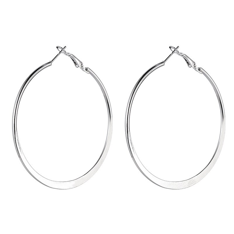 1 coppia di Modo Delle Donne Della Ragazza Alla Moda Grandi Orecchini A Cerchio Grande Cerchio Liscio Orecchini di Marca Orecchini Ad Anello Dei Monili: Silver / 4.5cm