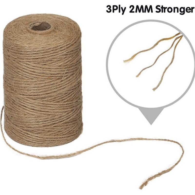 200M/ Roll 2mm Jute Twine Natural Thick Brown Twine for Home Gardening Plant Picture Hanger Industrial Packing String CNIM