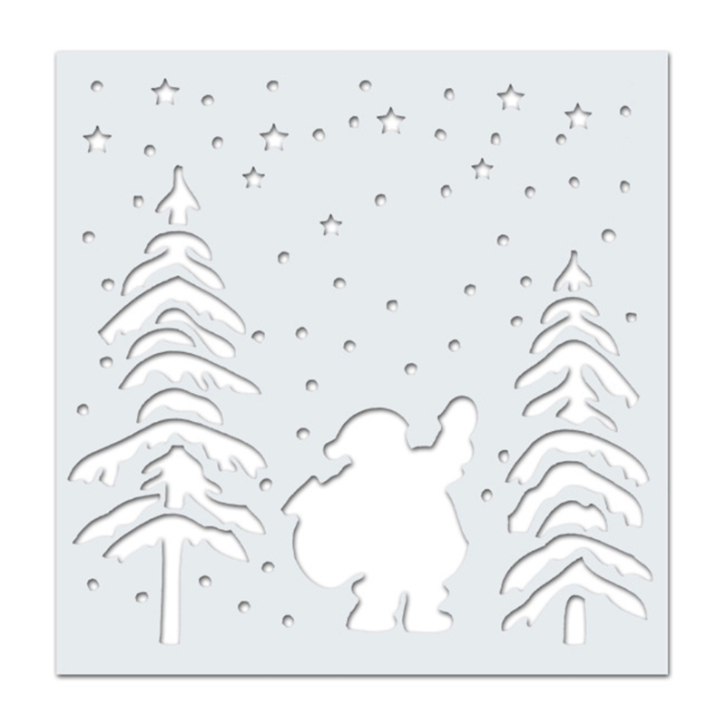 2 Pcs Christmas Stencils Embossing Tree Template Painting Scrapbooking Reusable Home Decor Album Paper Card DIY for Kids
