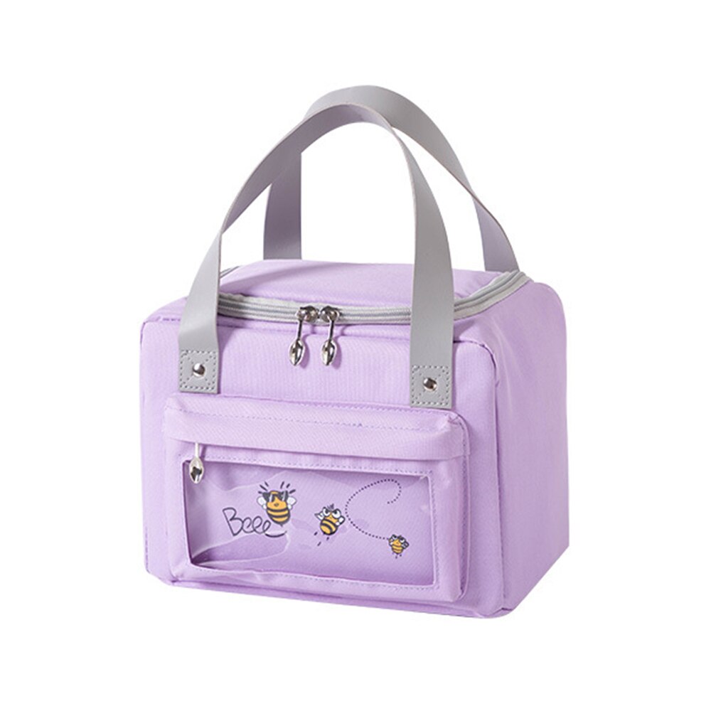 Portable Lunch Bag Thermal Insulated Lunch Box Tote Cooler Bento Pouch Dinner Container Children&#39;s Meal Pack Food Storage Bags: Purple