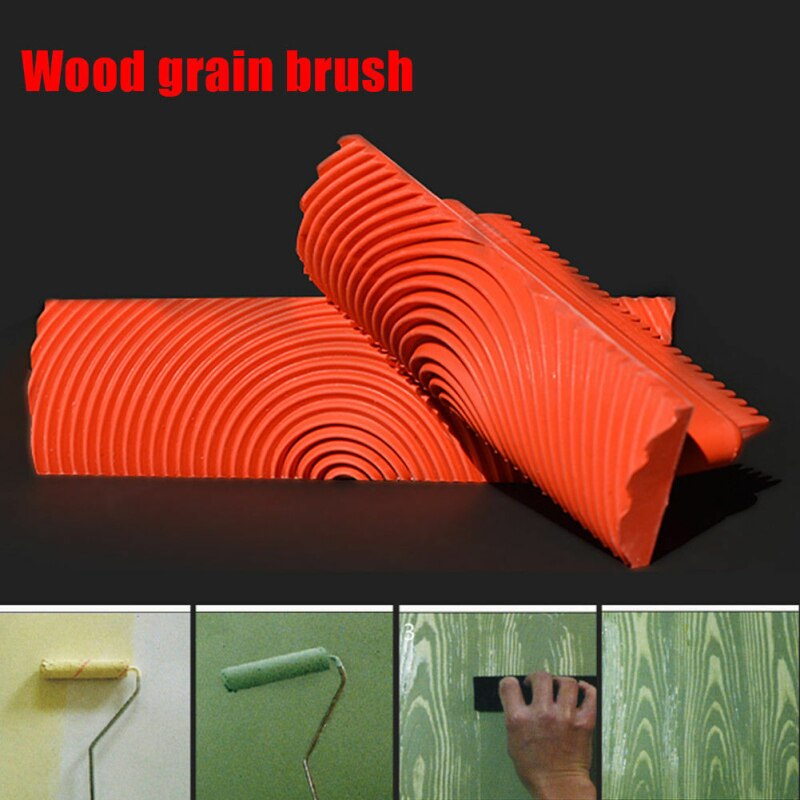 Rodillo de madera de imitación para pintar, Textura De La Pared, herramienta de pintura con vetas de madera, para decoración del hogar, 2 uds.