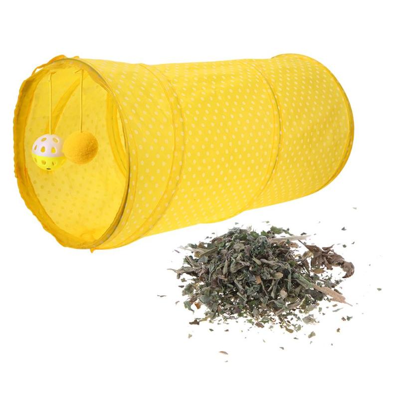 1 zakje natuurlijke munt opvouwbare grappige huisdier katten speeltunnel buizen kitten puppy fretten konijn speelgoed kattentunnel en munt 50*25*25cm