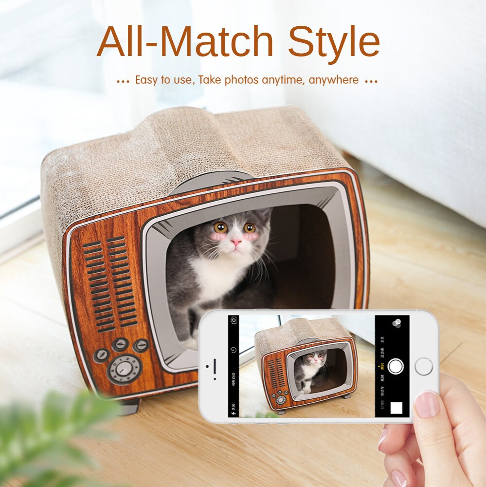 Radio/TV Cat Scratch Board Cats Beds And Houses Cat's House Cat Scratcher Scraper House For Cats Nail Scratcher Pet Toys Cat Bed