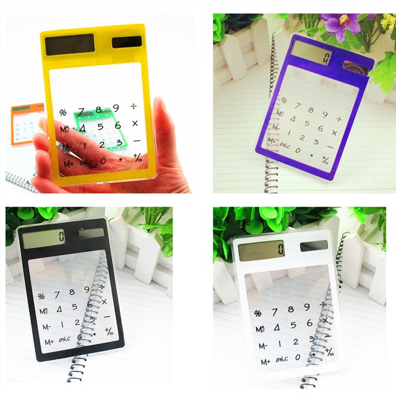 Ultra-thin Handheld Transparent Scientific Calculator Cute Pocket Calculator Solar Calculators Scientific for School Meeting