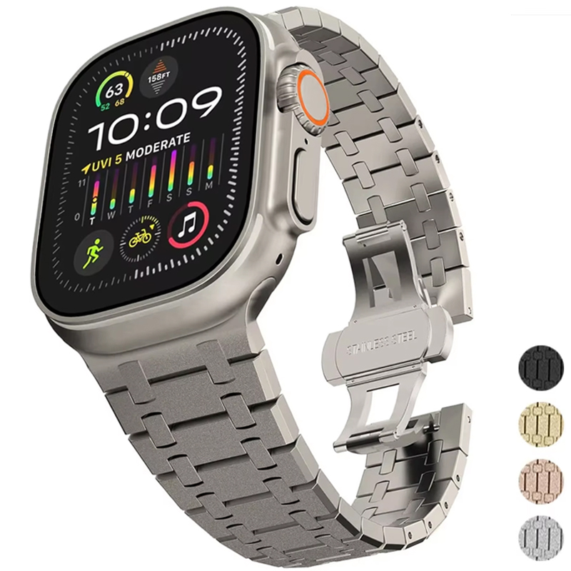 Luksuriøs metallrem til apple watch-band ultra 2 49mm 46mm 45 44mm 42mm rustfritt stålarmbånd til iwatch 10 9 8 7 6 se 5 correa