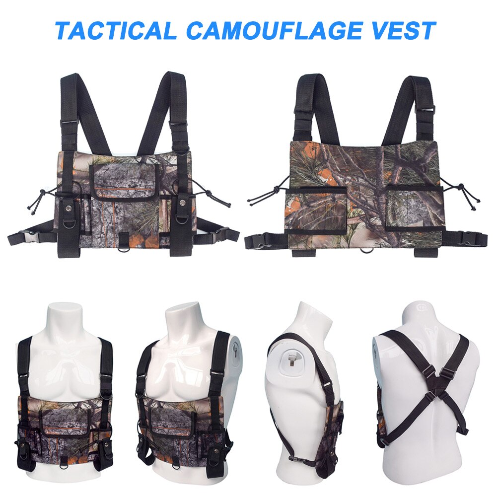 Radio Harness Chest Rig Bag Pouch Holster Vest for Two Way Radio Walkie Talkie DO2