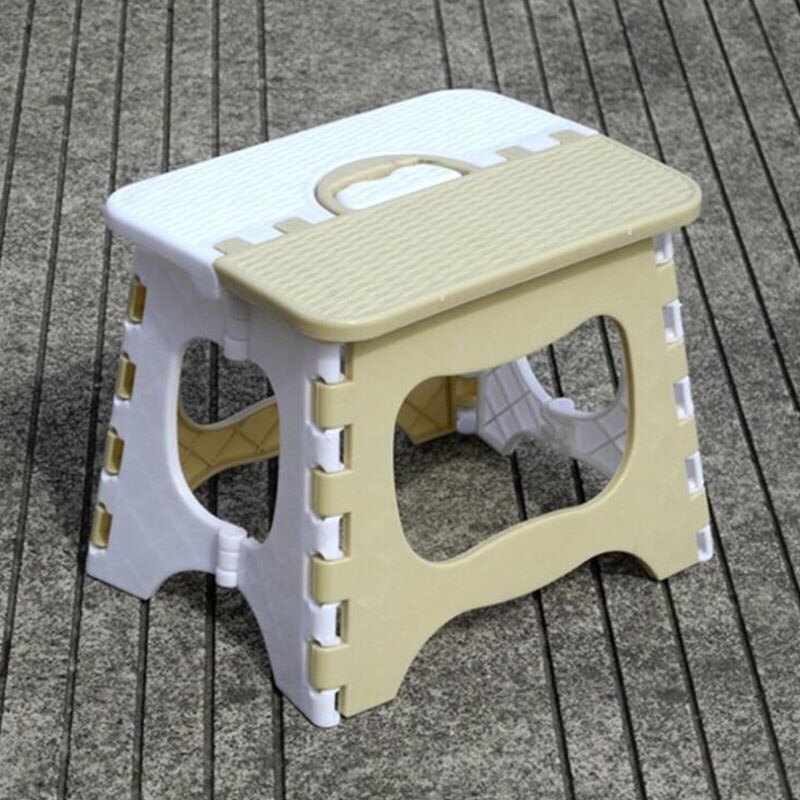 1pcs Draagbare Verdikking En Versterking Bamboe-Geweven Plastic Beige Groen Outdoor Kinderen Vouwen Bankjes En Bankjes: biege