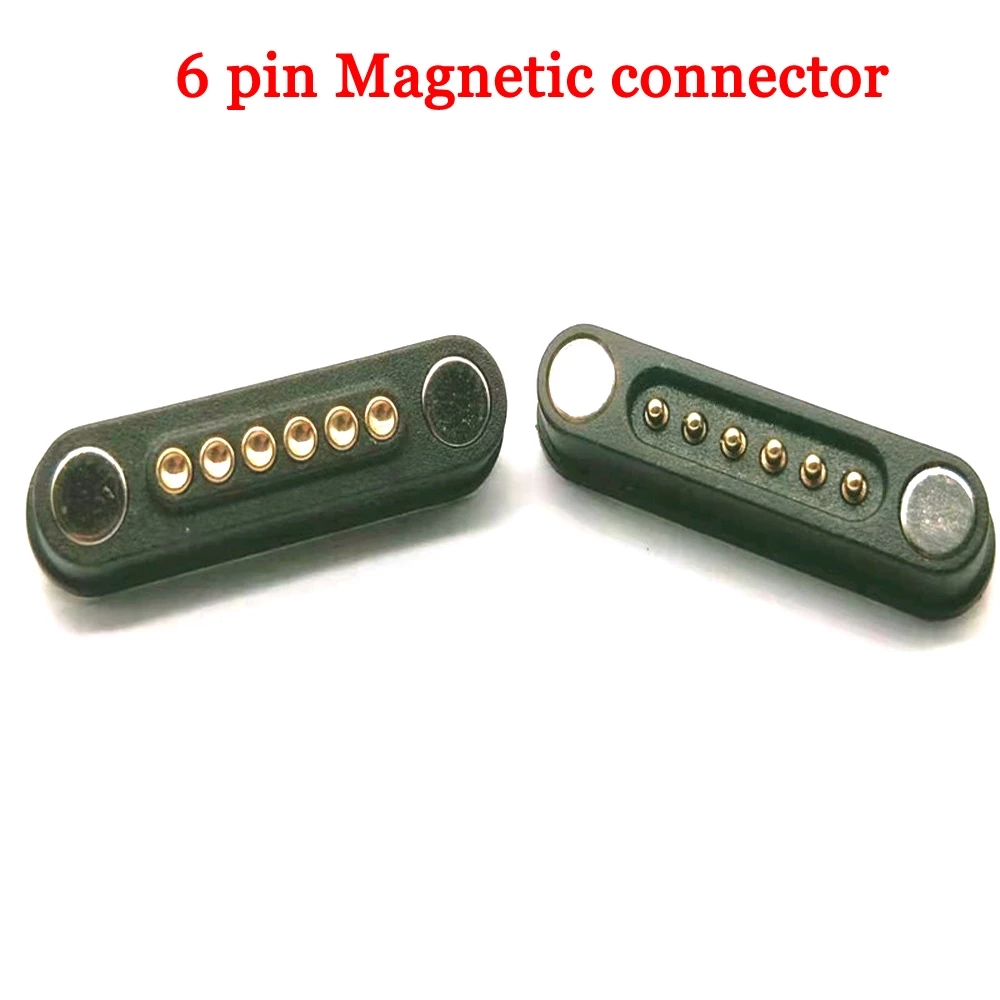 3set 6P Magnetic Pogo Pin Connector 6 Positions Pitch 2.2mm 3A Spring Loaded Header Contact for Charge Data Transfer cable Probe