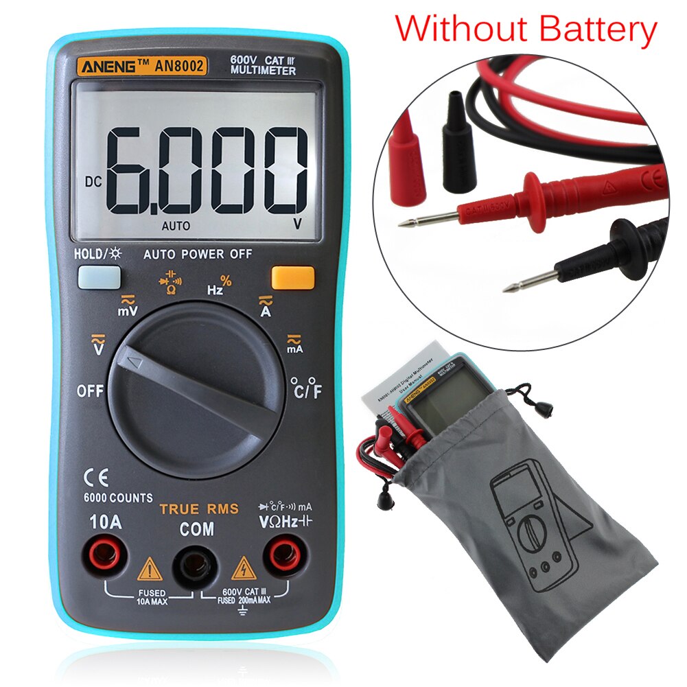 Aneng AN8002 Digitale Multimeter Ac Dc Lcd Display Elektrische Multimeter Handheld Tester Meter Digitale Multimetro