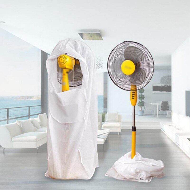 1Pc Eenvoudige Ventilator Stofkap Thuis Stand Fan Beschermende Cover All-Inclusive Niet-geweven Fan Veiligheid Cover wit Ronde Fan Stofkap
