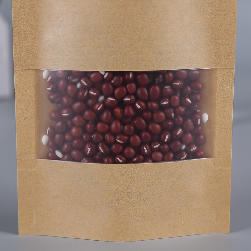 1PC Kraft Paper Round Angle Open Plastic Seal Package Bags Dried Fruit Nuts Retail Food Storage Bags 11 Size