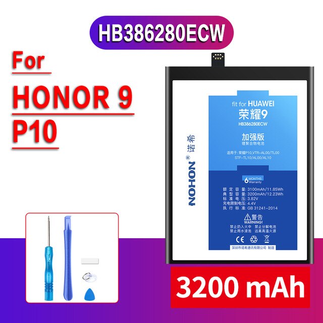 Batería Original para Huawei P9 G9 P8 Lite P10 Honor 10 9 8 7X 7 6X 6 Plus 5X 4X V10 Play Nova 3 Mate 7 8 9 S, batería de reemplazo: Honor 9