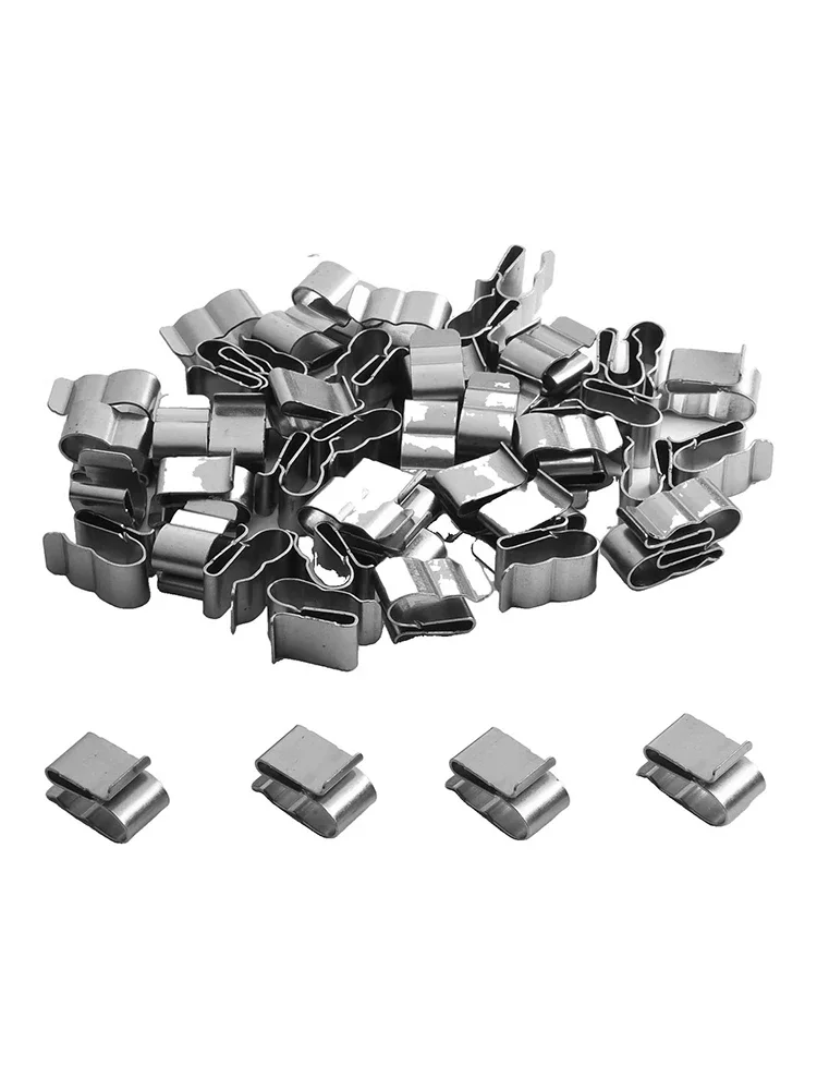 50 st trådklämmor kabeltrailer solcellspanel trådklämmor klämma organisatör rostfritt stål hanteringskablage rep silver