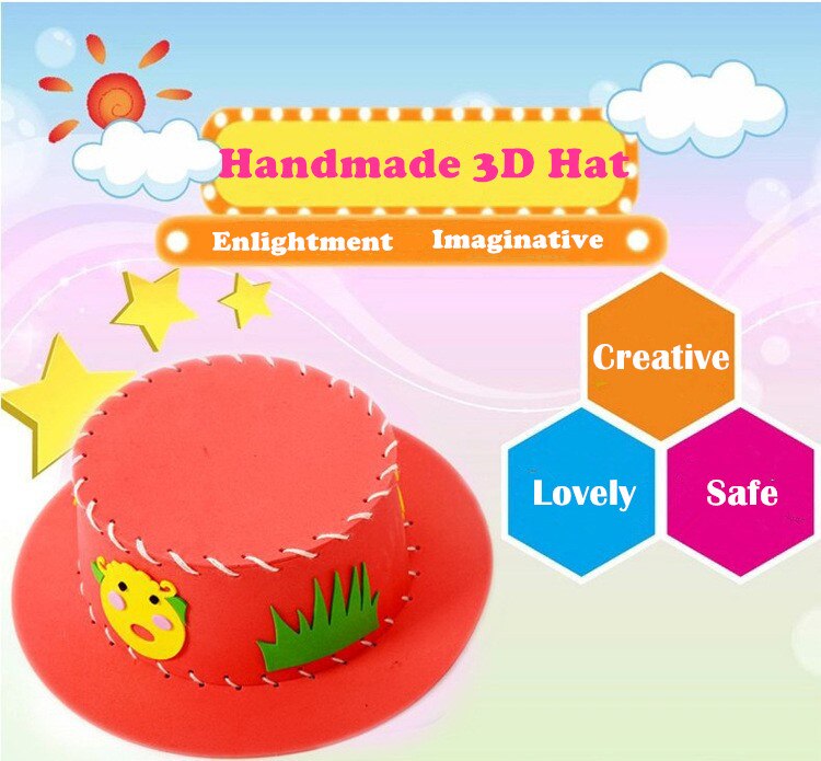 3 pièces EVA mousse papier tissage chapeau fleurs étoiles modèles maternelle Art enfants bricolage artisanat jouets décorations de fête ZXH