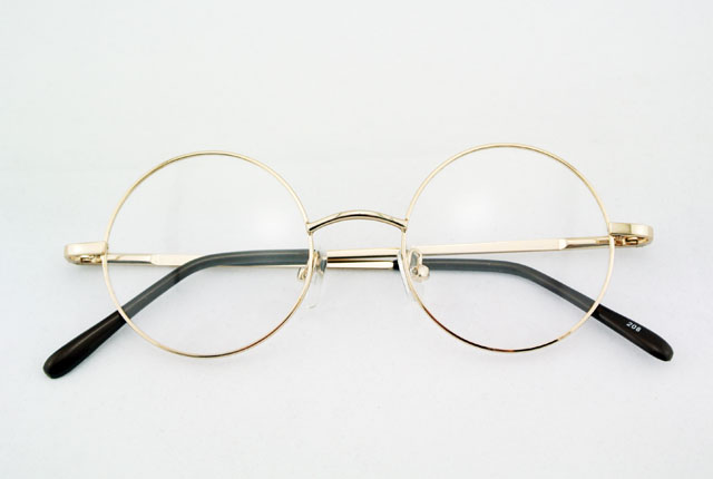 Vintage runde små fjederhængsler john lennon metal brillerammer fuld kant nærsynethed rx stand briller: Guld