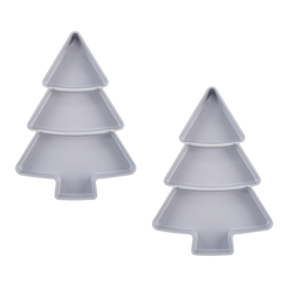 2Pcs Trays Plastic Reusable Xmas Tree Shape Multifunction Fruits Trays Snacks Plates for Home Party: Grey