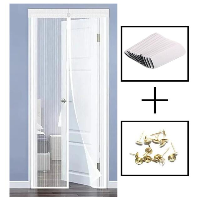 Moustiquaire magnétique sans poinçon, rideaux de porte en maille anti-insectes et mouches, écran de fermeture automatique adapté aux portes coulissantes de la maison: 13*2.6 / green