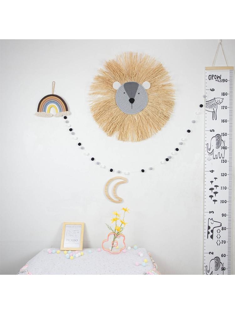 Cartoon Lion Hanging Decorations Cotton Thread Weaving Animal Head Wall Ornament R2JF