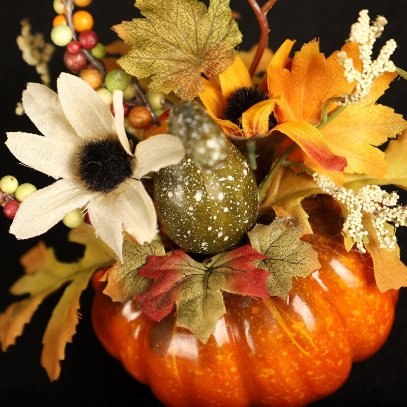 DIY Artificial Mini Pumpkin Fall Harvest Halloween Decor Props Acorn Berries Maple Leaf Artificial Pumpkin DIY Party Craft Props