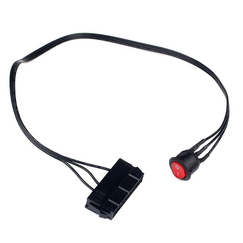 50cm Cable Copper Tin Wire 24-Pin Female ATX PSU PC Power Supply Starter Tester Start Up Jumper with ON/OFF Switch