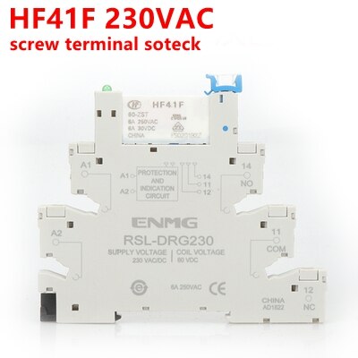 41f-1z-c2-1 hf41f 24-zs 12-zs 5v 12v 24v 230v 6a 1co slim/ssr reläfäste på skruvhylsa med led wafer-relä: 230 vac 1co 6a skruv