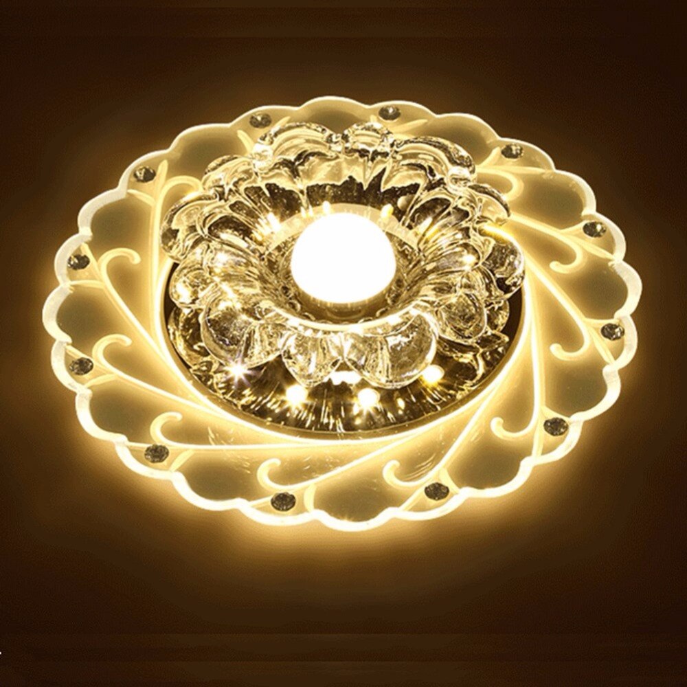 Moderne påfugl krystal led loftslampe cirkulær nordisk lampe loft luminarias rotunda boligindretning belysning gang gang: Varm hvid