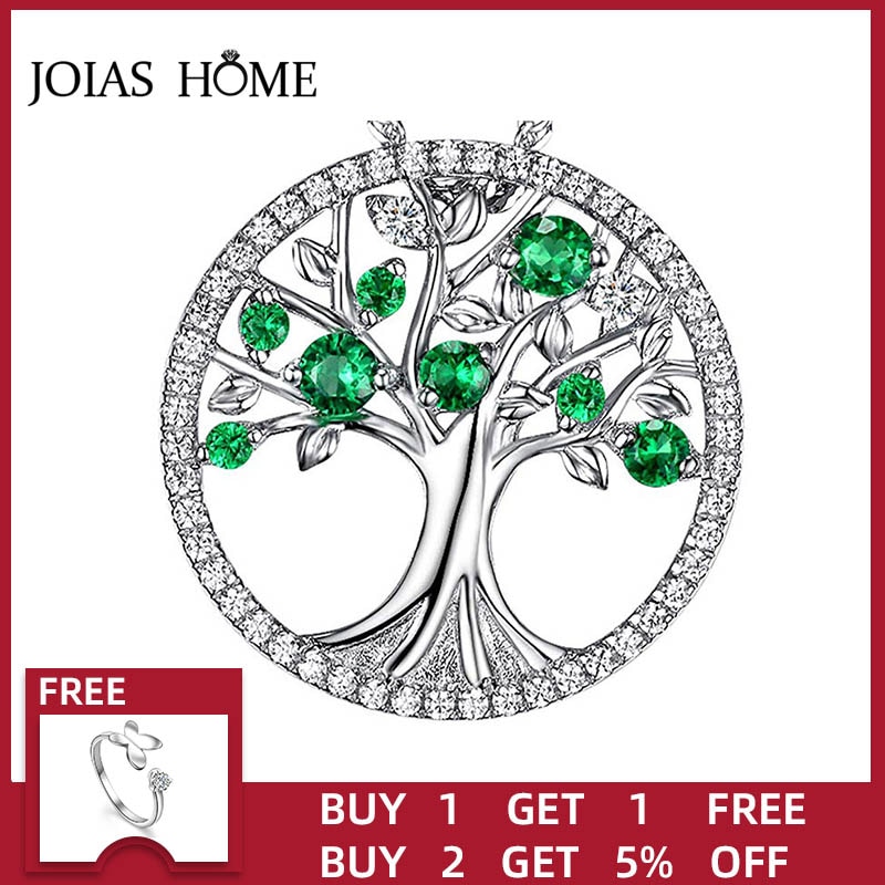 Joiashome 925 sterling sølv halskæde vedhæng grønt livets træ dame halskæde naturvind vedhæng smykker
