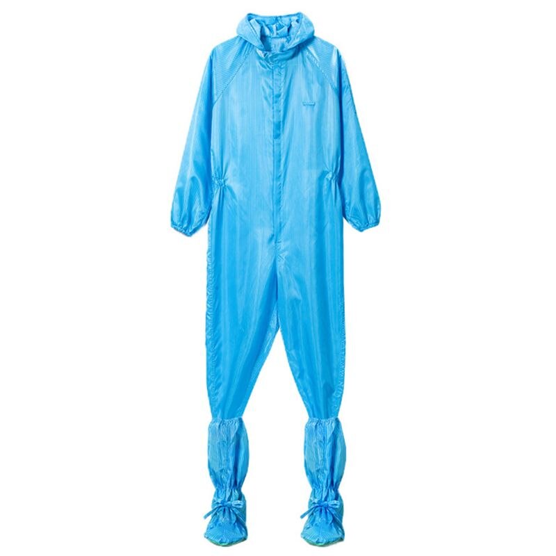 Antistatische overalls schone kleding wasbare capuchon cleanroomkleding stofdichte verfwerkkleding unisex beschermende overalls: Blauw / S