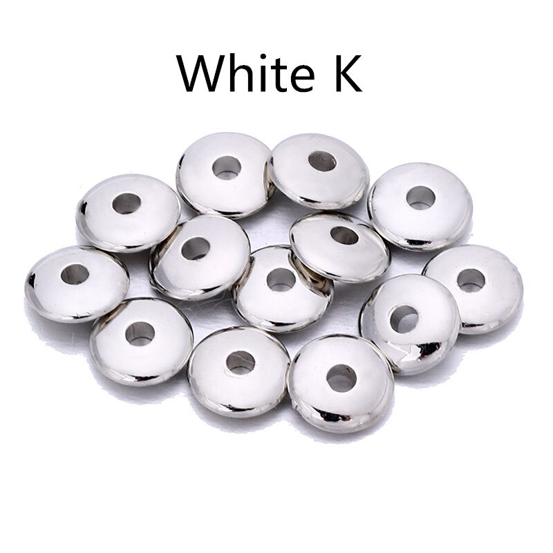 Cuentas espaciadoras de 4, 5, 6 y 8mm CCB, abalorios redondos planos para rueda, abalorios sueltos para DIY, suministros de fabricación de joyas, accesorios: ccbF white k / 6mmx100pcs