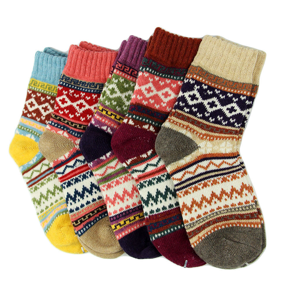 Frauen Mädchen Spezielle aufbringen Socke Wolle Bett Socken draussen drucken gehen Arbeit Winter Thermische Socken