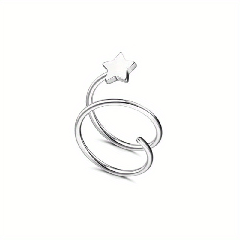 Drperfect 20G Acero inoxidable doble nariz aro espiral Luna estrella mariposa serpiente pendientes de aro retorcidos para mujer: Color amarillo dorado claro