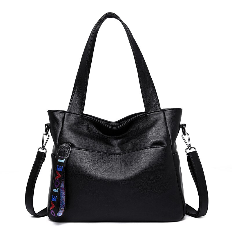 Lederen Crossbody Tassen Voor Vrouwen Luxe Handtas Casual Dames Schoudertas Tote Bag Sac Een belangrijkste: Black