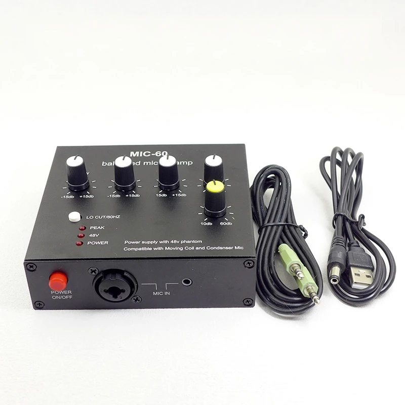 3,5 MM 6,5 MM Ausgewogene Kondensator Dynamische Mikrofon Verstärker Bord Bass Medium Höhen Mit 48 V phantom netzteil