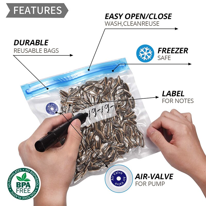 Vacuum Fresh BagS Reusable Food Storage Bags Vacuum Bag For Handheld Vacuum Sealer BPA Free