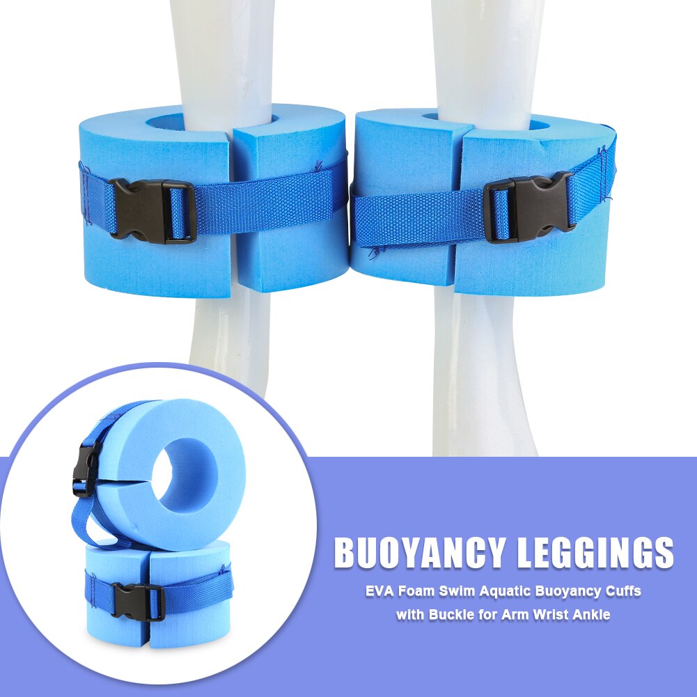 2pcs Foam Aquatic Cuffs Swimming Weights Legging Water Exercise Aerobics Float Ring Exercise Set Workout Ankles Arms Belts Blue
