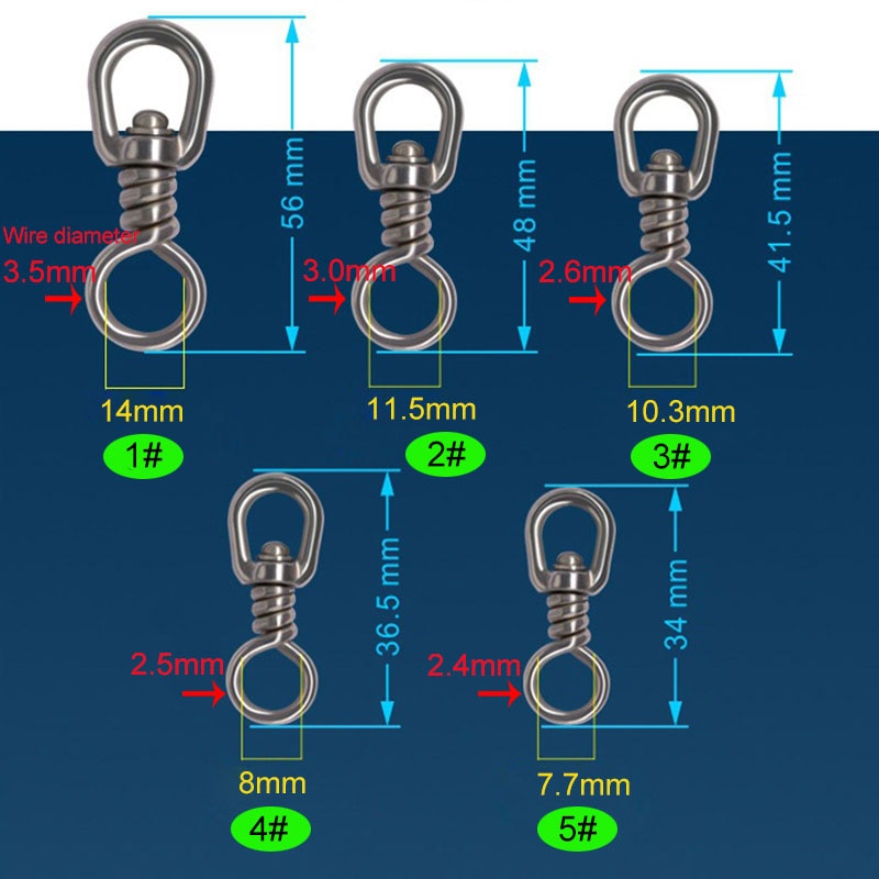 Stainless Steel Fishing Swivel, Hook Lure Connector High Strength for Tuna Longline Sea Saltwater Fishing