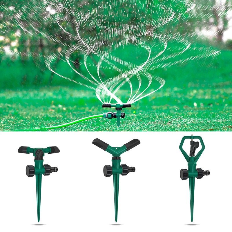 3- pack automatisk 360 ° roterande gräsmatta sprinkler justerbart bevattningssystem för gräsmatta, plantskola och gräsbevattning, trädgårdsvattensprutning