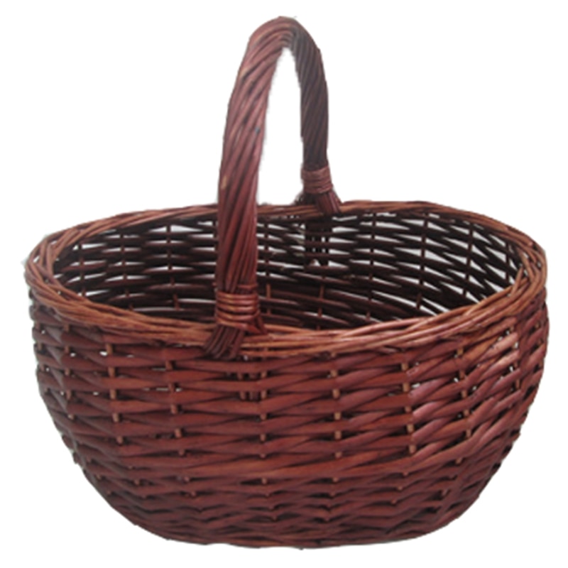Rattan Willow Weaving Straw Bamboo Weaving Portable Egg Basket Basket Storage Basket Storage Basket: Default Title