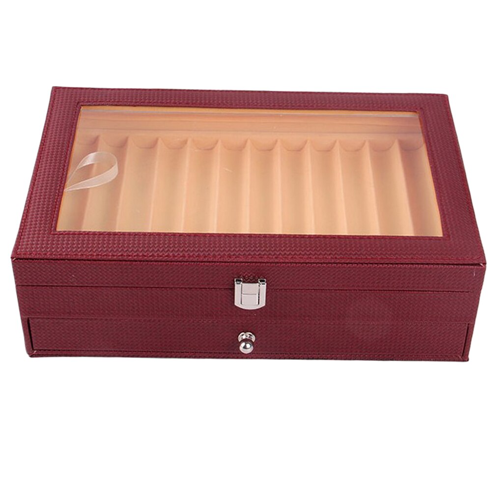 24 Pen Display Case Storage and Fountain Pen Collector Organizer Box, 2 Layers PU Leather Display Case