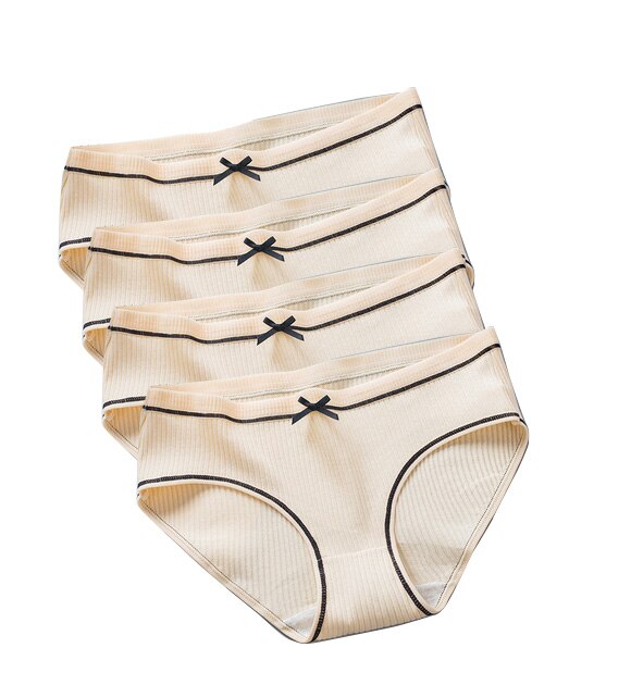 Conjunto de ropa interior de algodón para mujer, bragas de cintura media sólidas, lencería acogedora, calzoncillos tentadores, ropa interior femenina: L / NA187