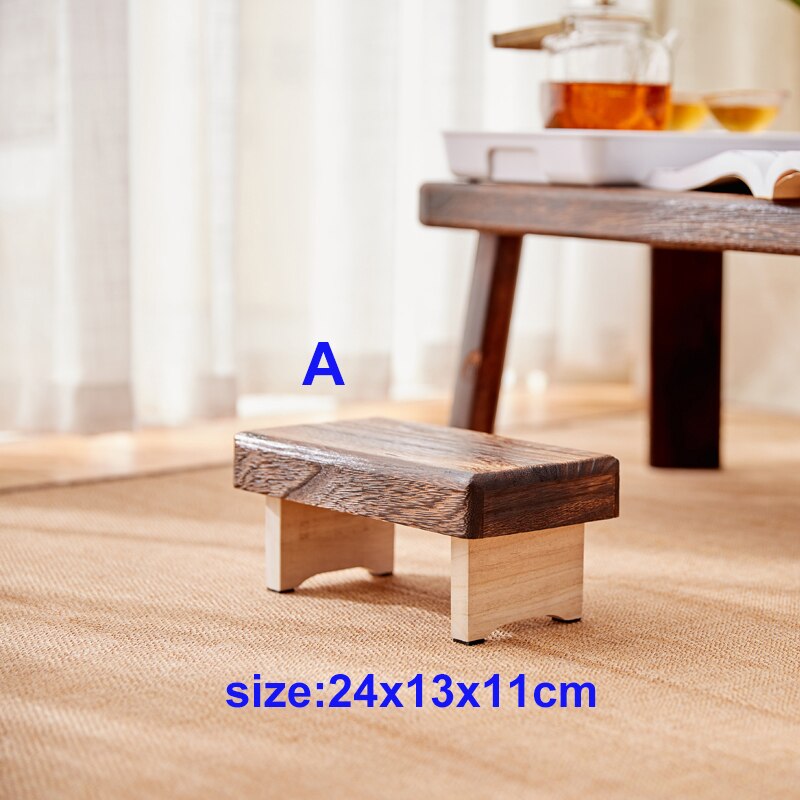 Mini antik vikbar trä låg pall rektangel barnpall bärbar japansk stil asiatisk traditionell möbel tatami matta: A -24 x 13 x 11cm