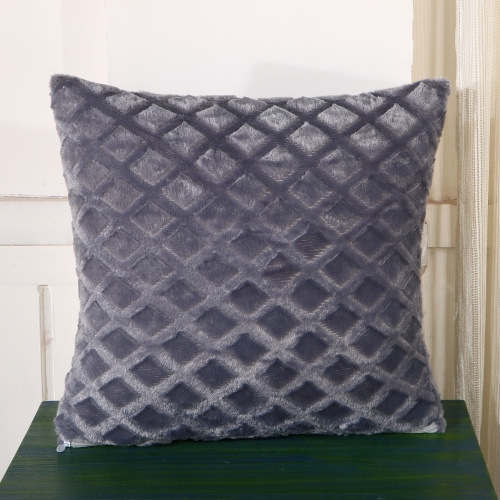 1Pcs 43*43cm Plaids Pattern Soft Short Velvet Throw Pillow Cushion Cover Seat Car Home Sofa Bed Decorative Pillowcase 40059: Grey