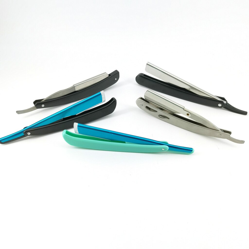 Stainless Steel Straight Edge Razor Barber Manual Beard Shaver Folding Shaving Razor Barber Shaver Tool with one Blade