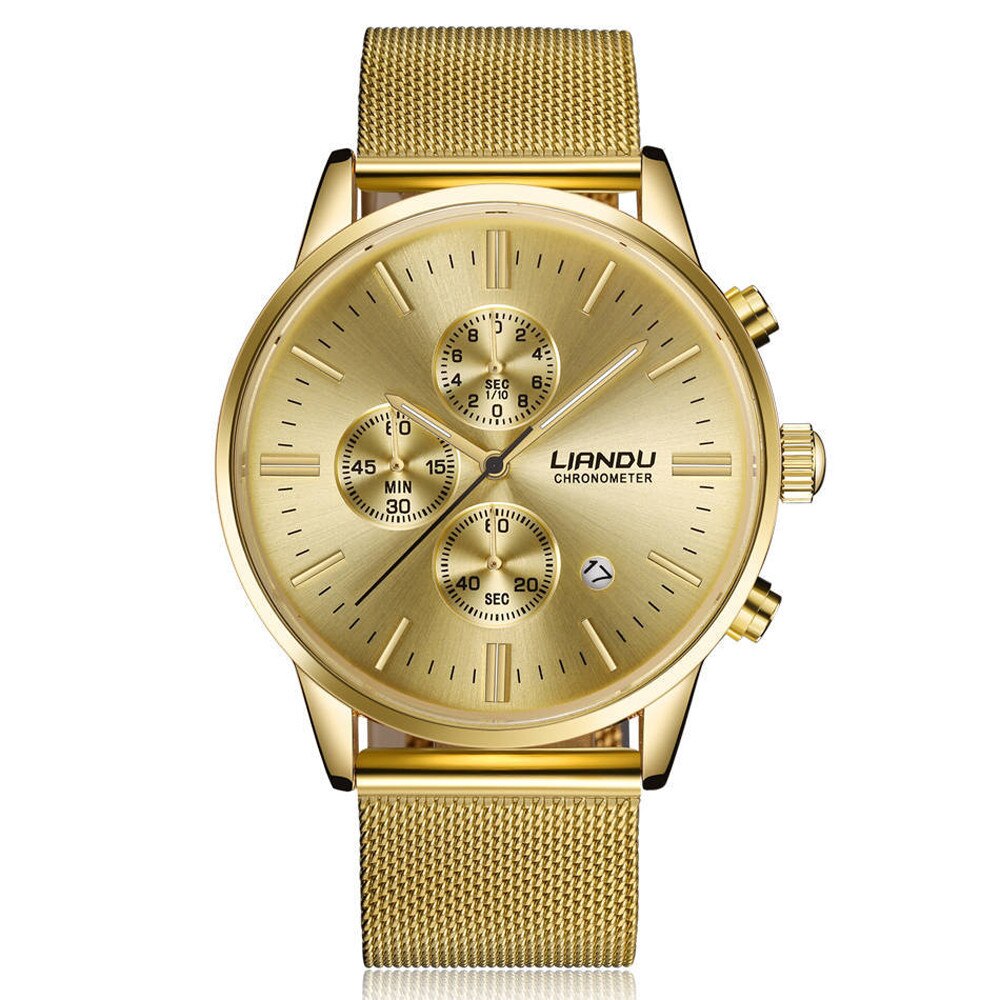 LIANDU Watch Men Simple Stainless Steel Reloj Hombre Analog Quartz Zegarek Wristwatch Relogio Masculino Luxury Watches: B