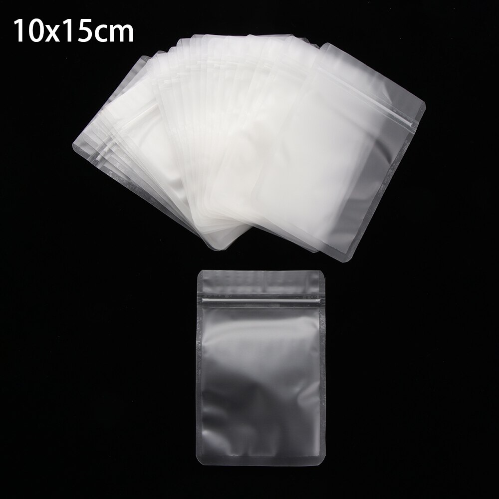 20Pcs Matte Transparant Rits Plastic Zak Aluminium Folie Hologram Voedsel Pouch Kleine Water Proof Rits Hersluitbare Zakjes 4Size: 10x15cm