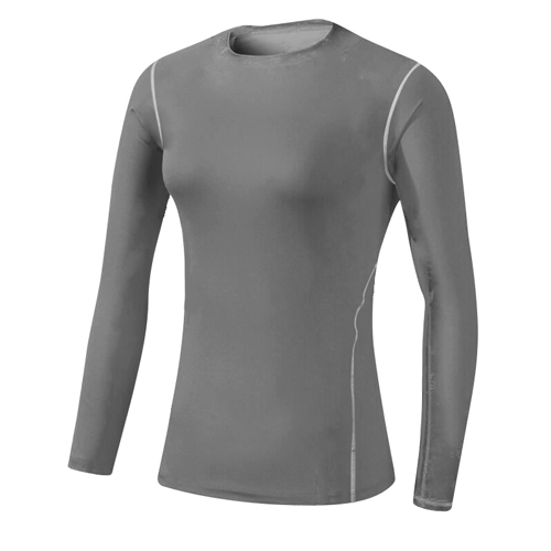 Camiseta deportiva de Fitness de capa Base de secado rápido para mujer, Top de manga larga para gimnasio, camiseta para correr para mujer, ropa de entrenamiento de tren, camisa de Yoga blanca: M / Gris