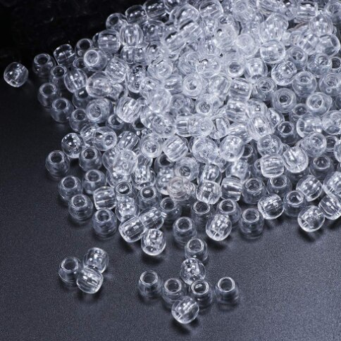 100pcs Hair Beads 5mm Big Hole Dreadlock Beads Acrylic Transparent Jumbo Braid Dreadlock Hair Braiding Accessories: 100pcs Transparent